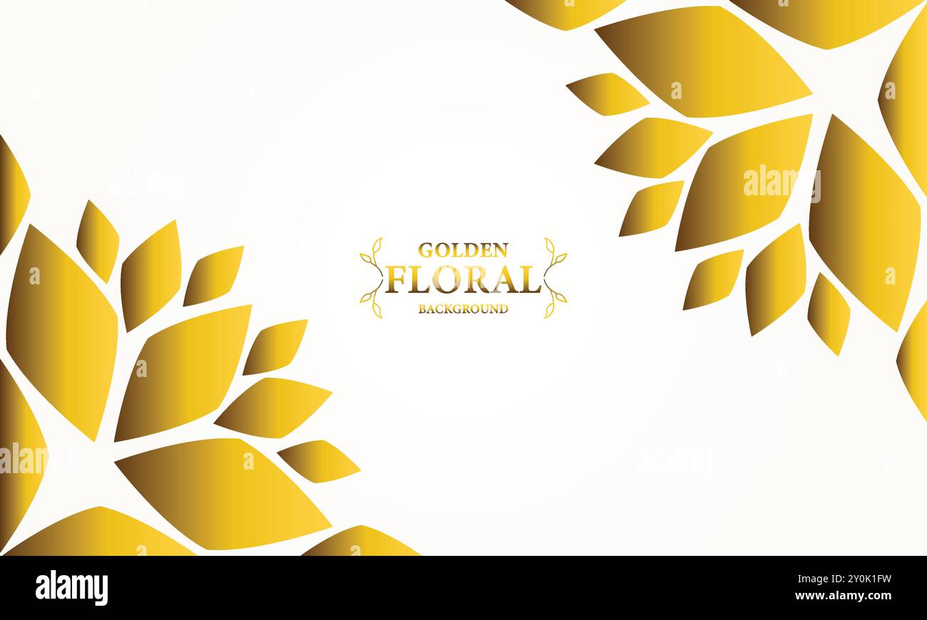 gold floral background with floral and leaf ornament design Stock ...