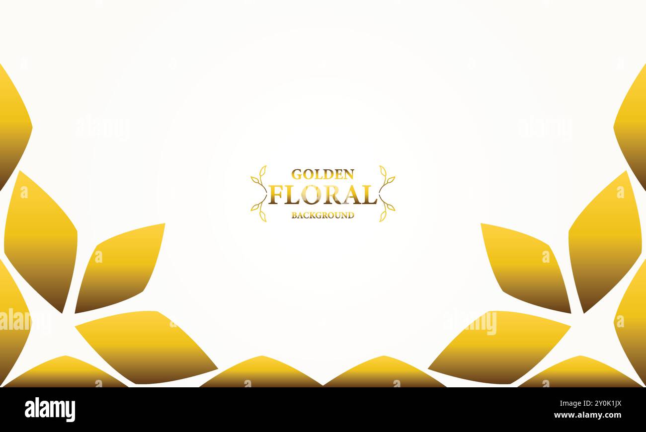 gold floral background with floral and leaf ornament design Stock Vector