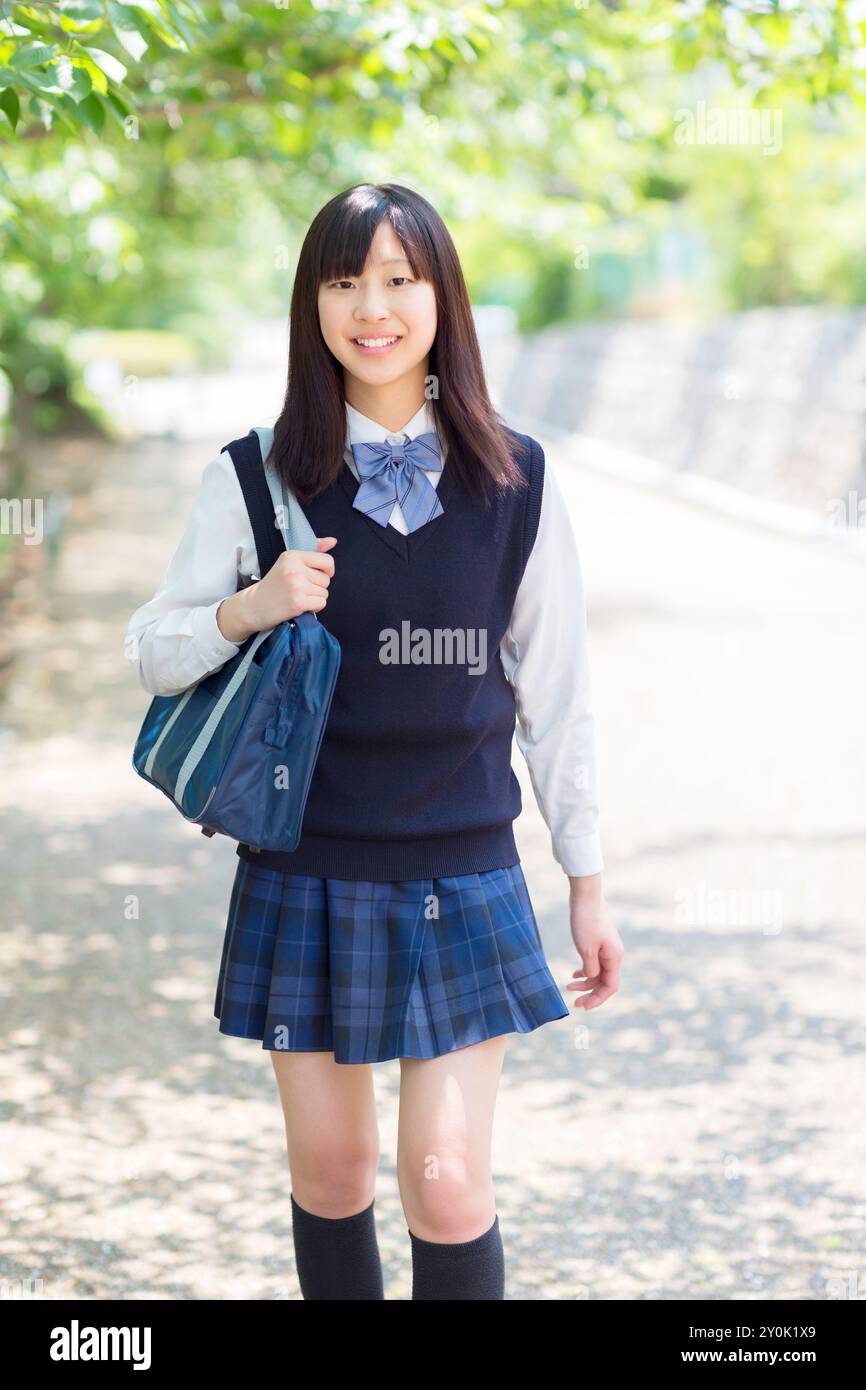 Japanese high school girl Stock Photo