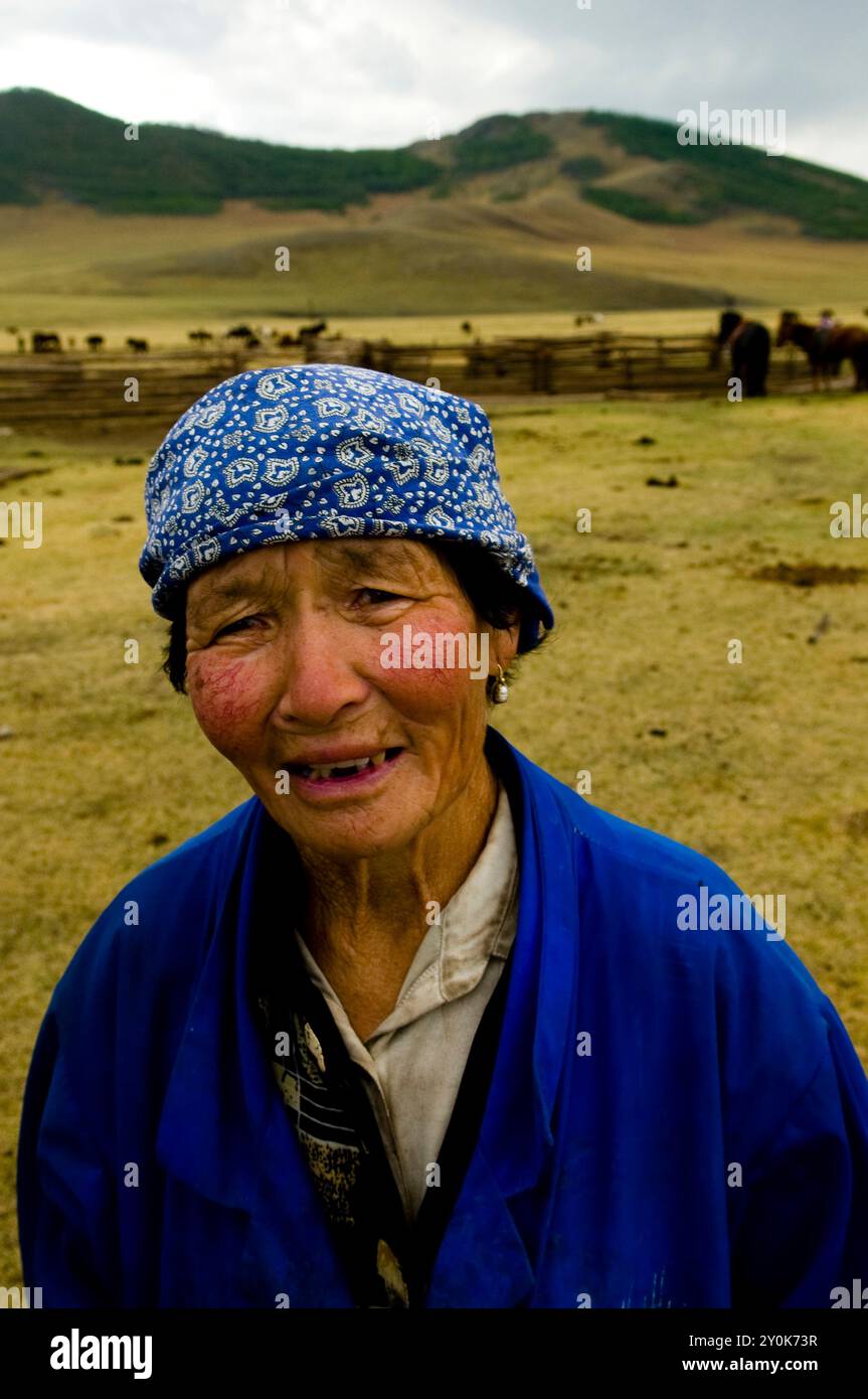 A mongolian woman near her Ger / Yurt in the Mongolian grasslands Stock ...