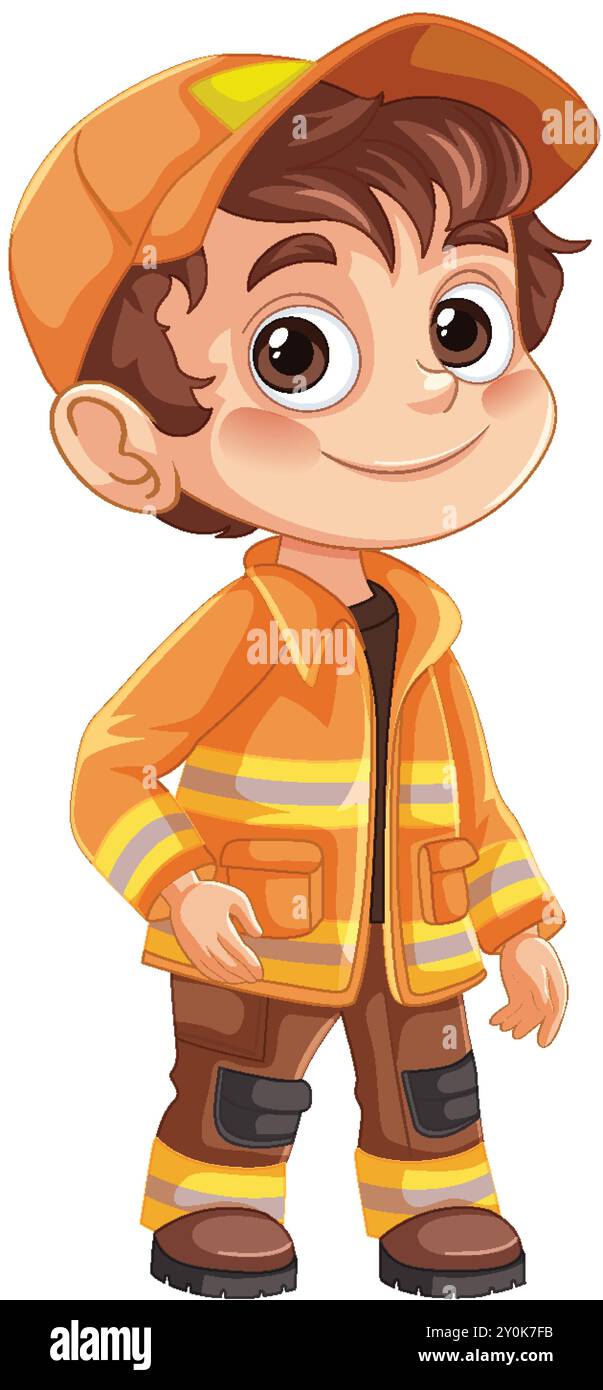 Smiling boy dressed as a firefighter Stock Vector Image & Art - Alamy