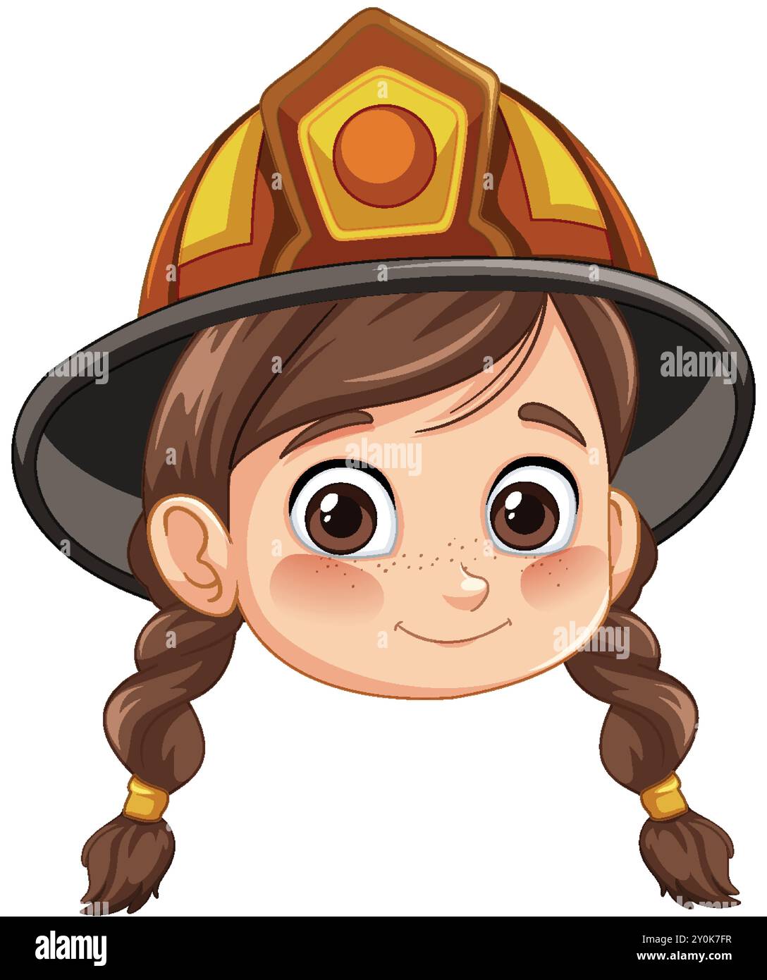 Smiling girl wearing a firefighter helmet Stock Vector Image & Art - Alamy