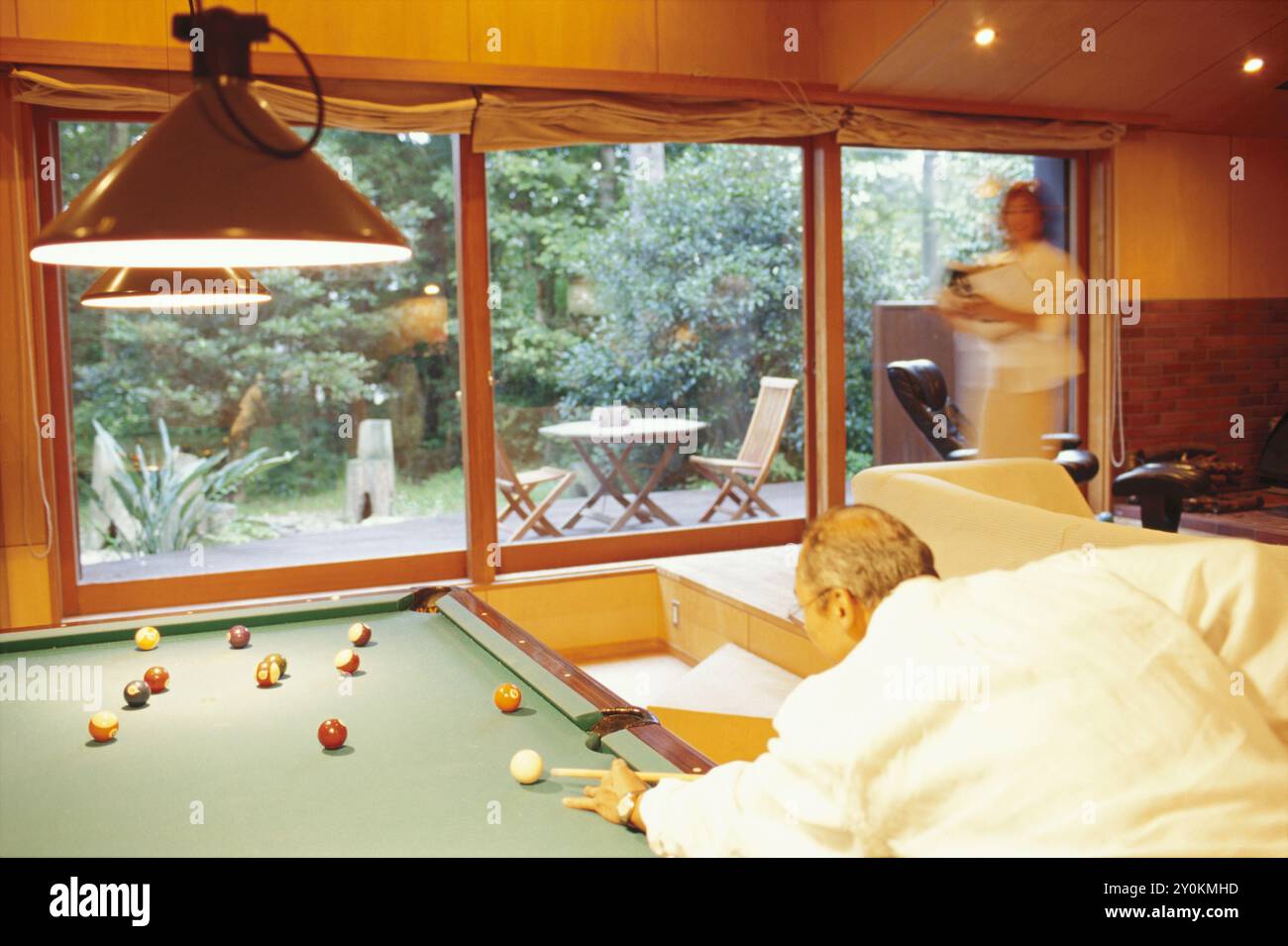 Living room with view of pool hi-res stock photography and images - Alamy