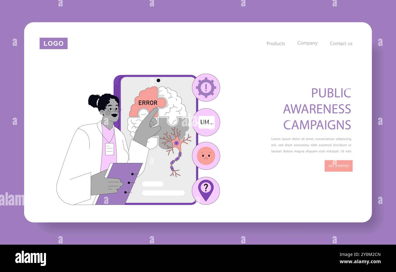 World Alzheimer's Month concept. Illustration of a doctor pointing at a ...