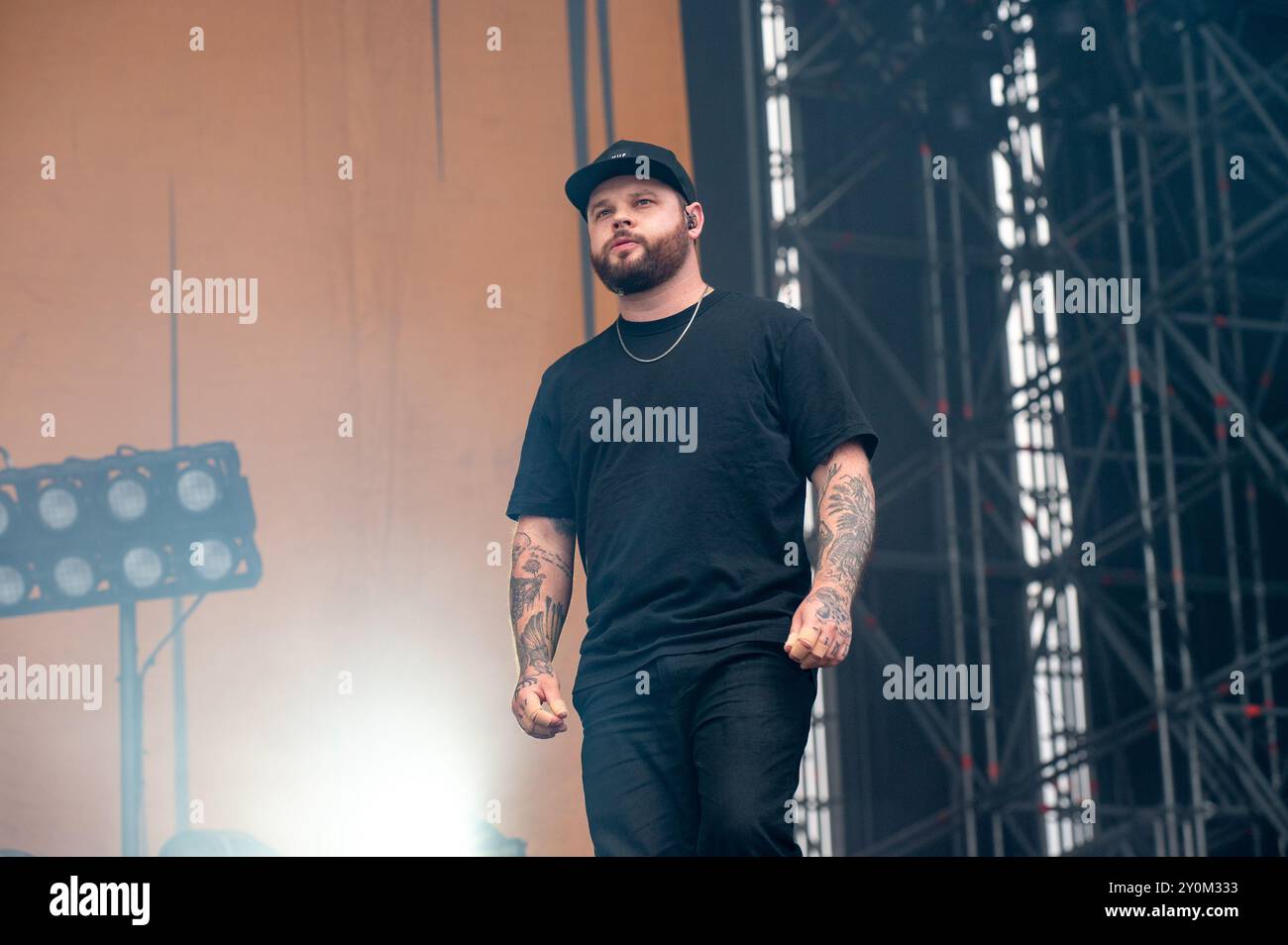 July 06, 2024: Ben Thatcher performs with Royal Blood at IDays festival in Milan, Italy Stock Photo