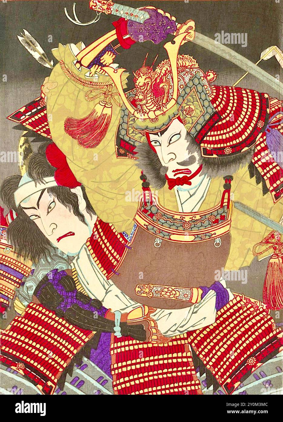 Toyohara Kunichika Ichikawa Sadanji I as Imagawa Yoshimoto and Onoe
