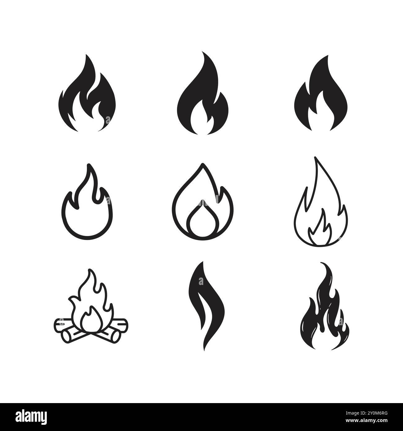 Fire flame icon set vector on white background Stock Vector Image & Art ...