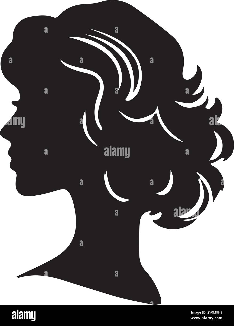 women face silhouettes. Vector illustration of side view of woman face silhouette. side view of woman silhouette. woman avatar. icon or symbol. Stock Vector