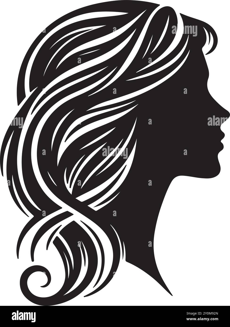 women face silhouettes. Vector illustration of side view of woman face silhouette. side view of woman silhouette. woman avatar. icon or symbol. Stock Vector