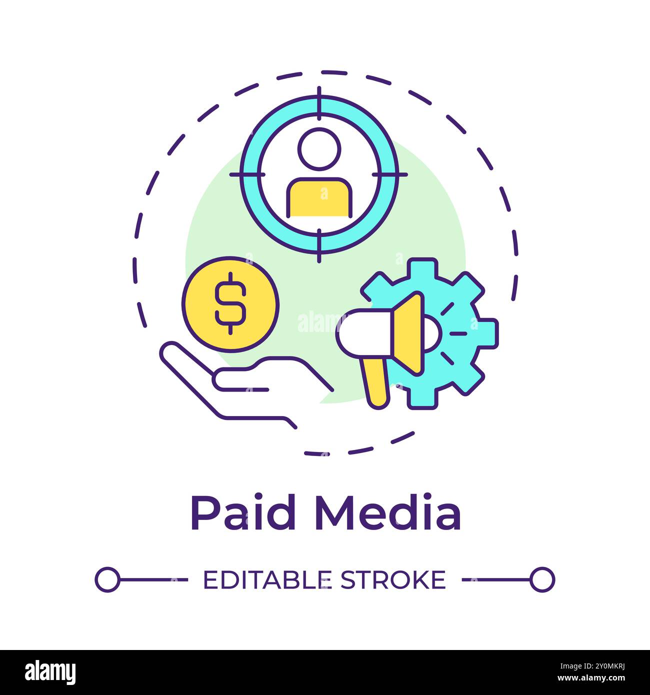 Paid media multi color concept icon Stock Vector