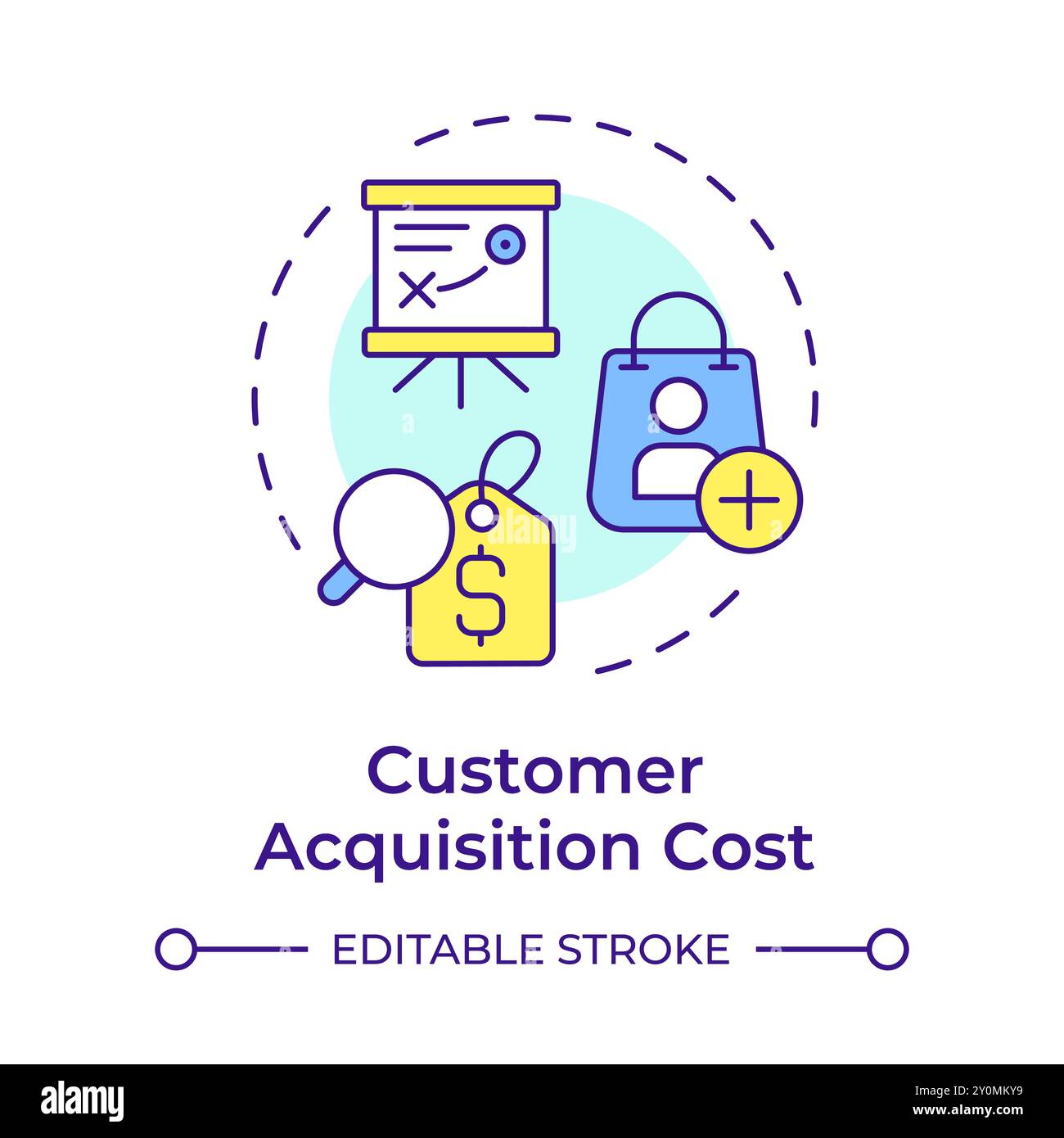 Customer acquisition cost multi color concept icon Stock Vector