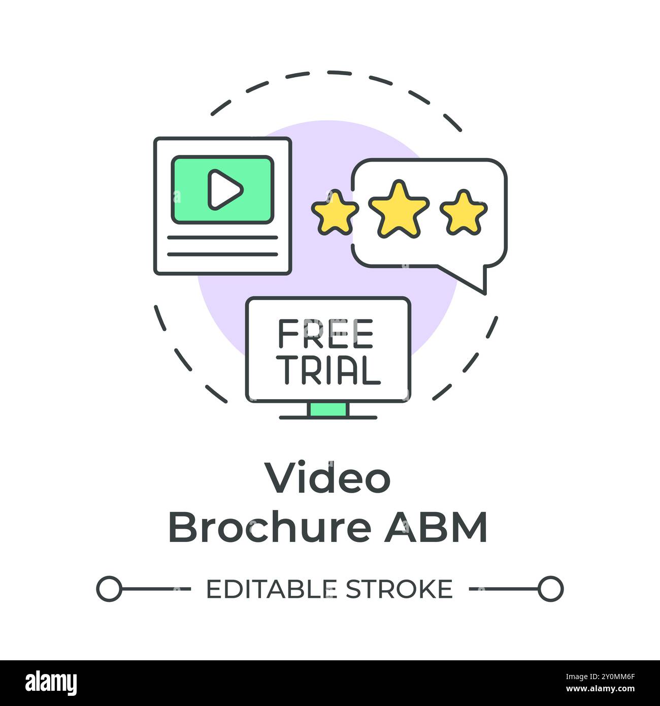 Video brochure abm multi color concept icon Stock Vector