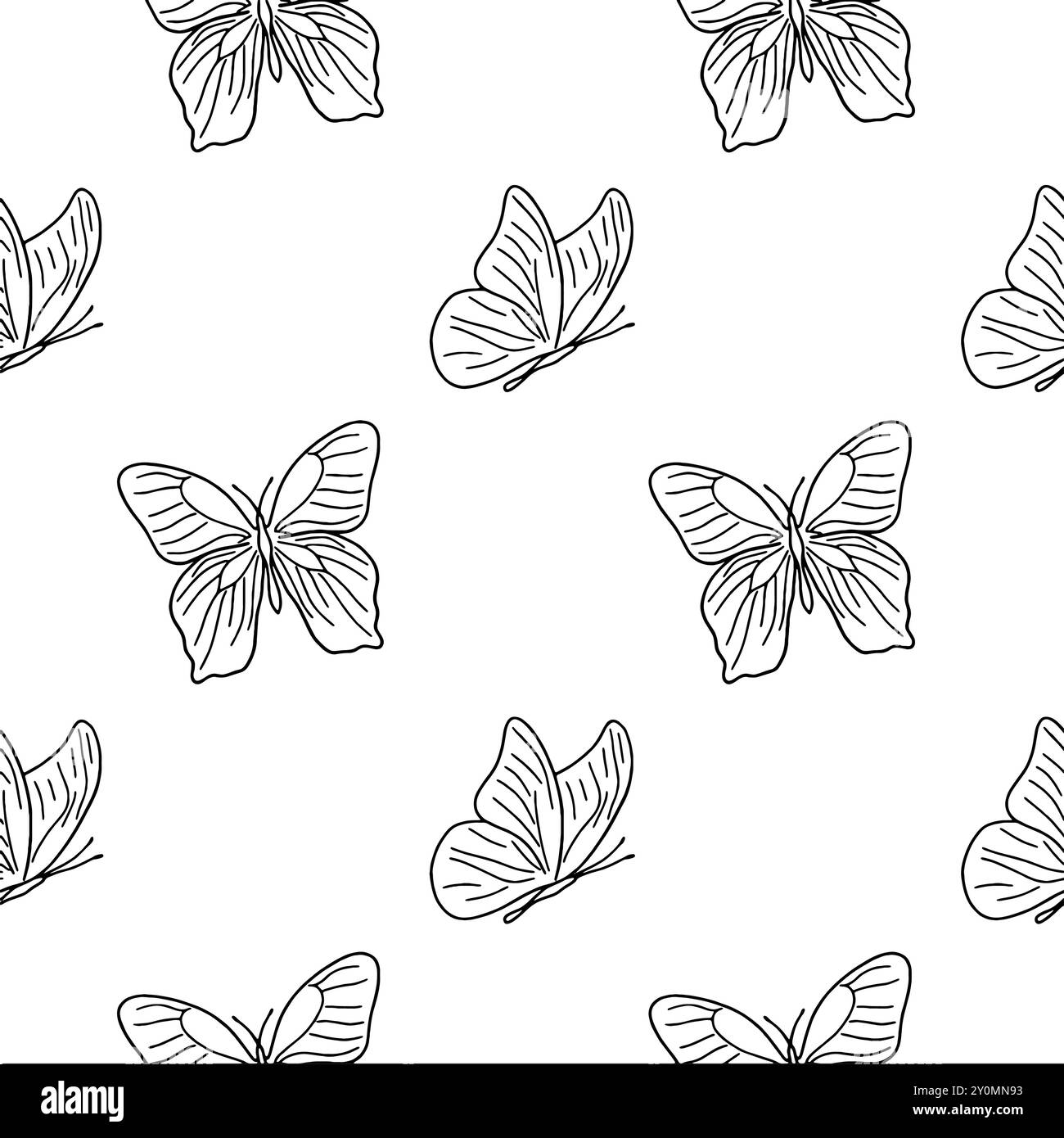 Vector seamless pattern with hand drawn butterfly illustration Stock ...
