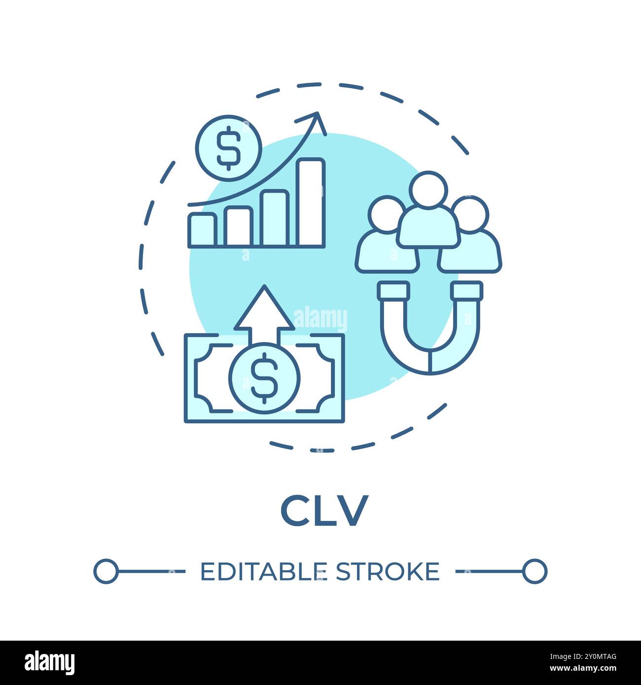 CLV soft blue concept icon Stock Vector