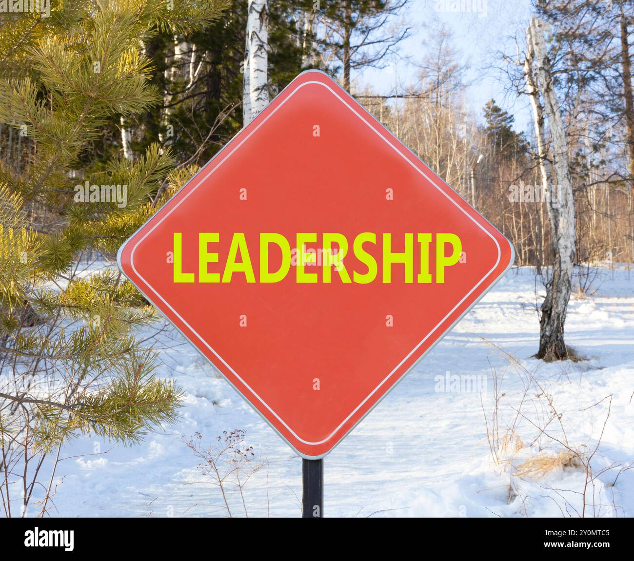Leadership symbol. Concept word Leadership on beautiful red road sign ...