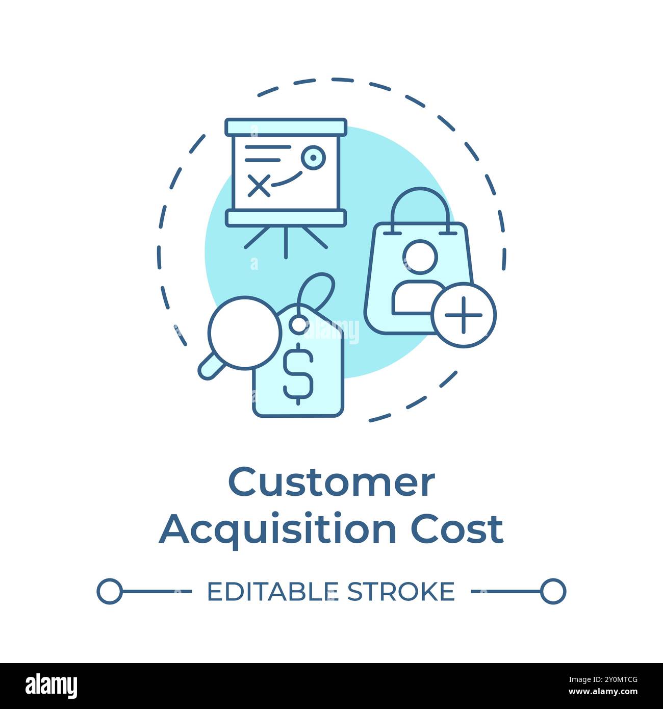 Customer acquisition cost soft blue concept icon Stock Vector