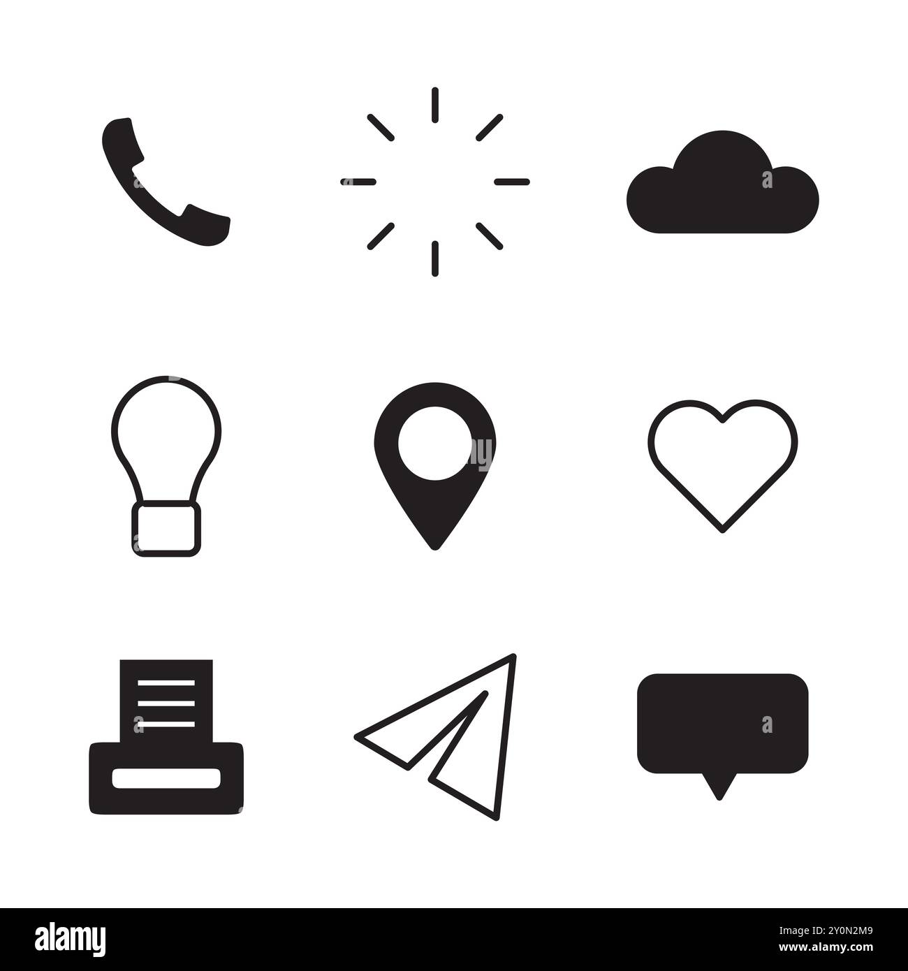 Communication and technology icons. Simple black and white design ...
