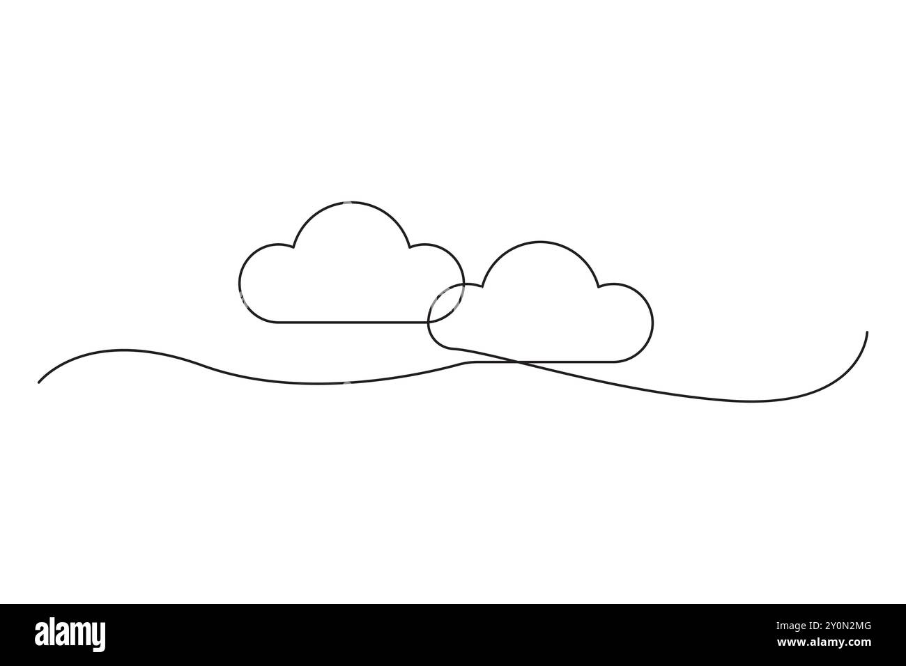 Minimalist cloud line art. Simple landscape outline. Black continuous ...