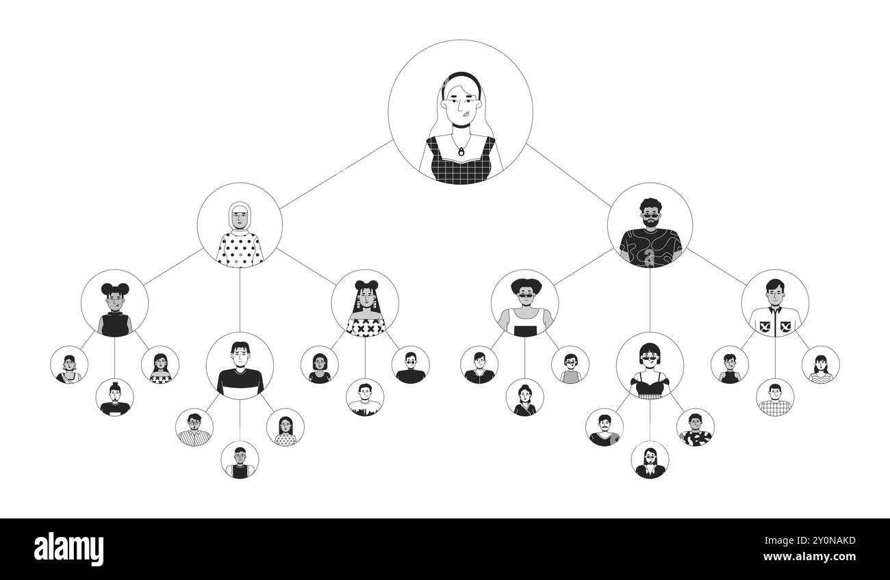 Hierarchy corporate black and white 2D illustration concept Stock Vector