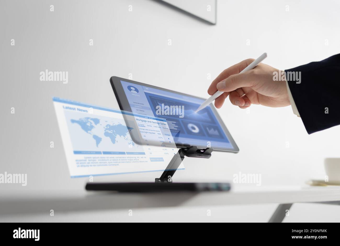 Business Data Visualization on Tablet Stock Photo