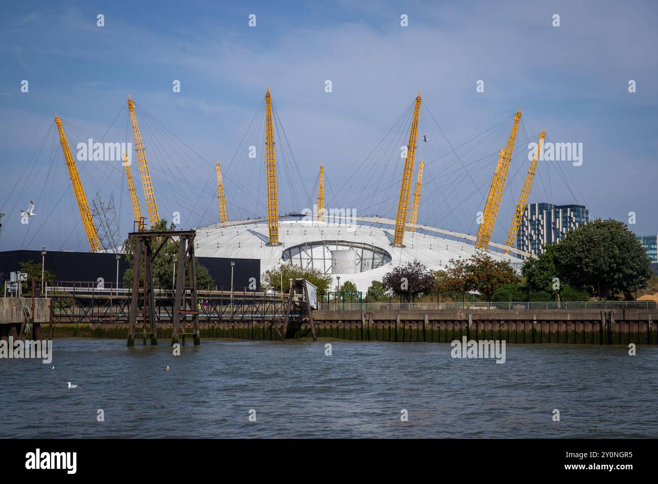 View of the O2 (Millennium Dome) from the river Stock Photo