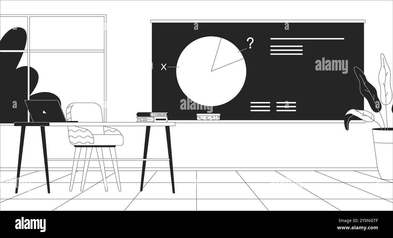 Lesson in math classroom black and white line illustration Stock Vector ...