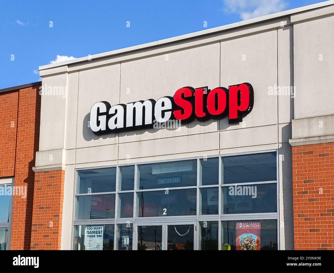 Toronto, ON, Canada – January, 2024:  View at the sign of GameStop computer game store in shopping mall Stock Photo