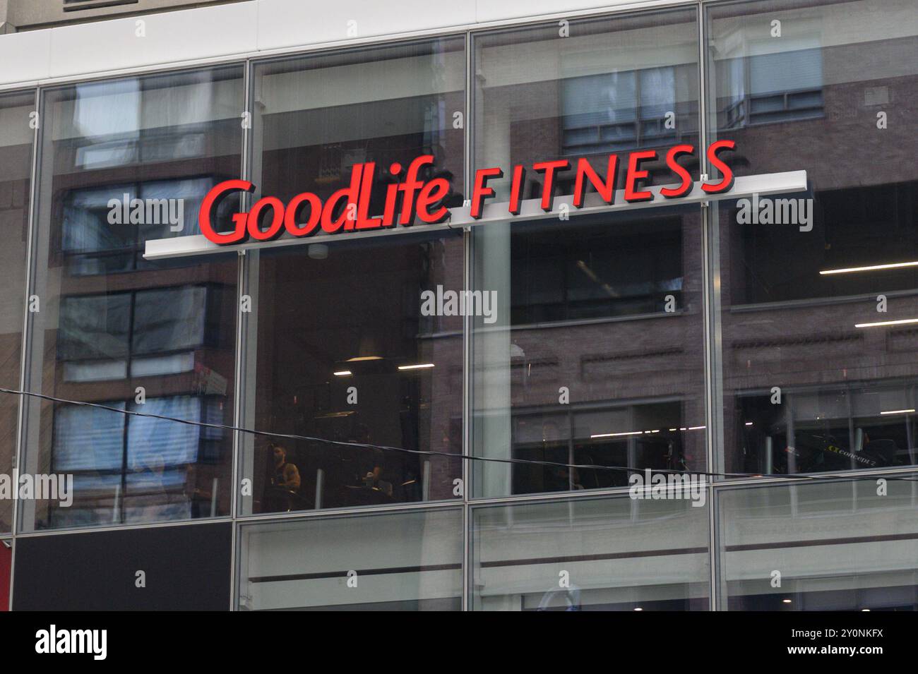 Toronto, ON, Canada – August 2, 2024: View at the Goodlife fitness company sign. Stock Photo