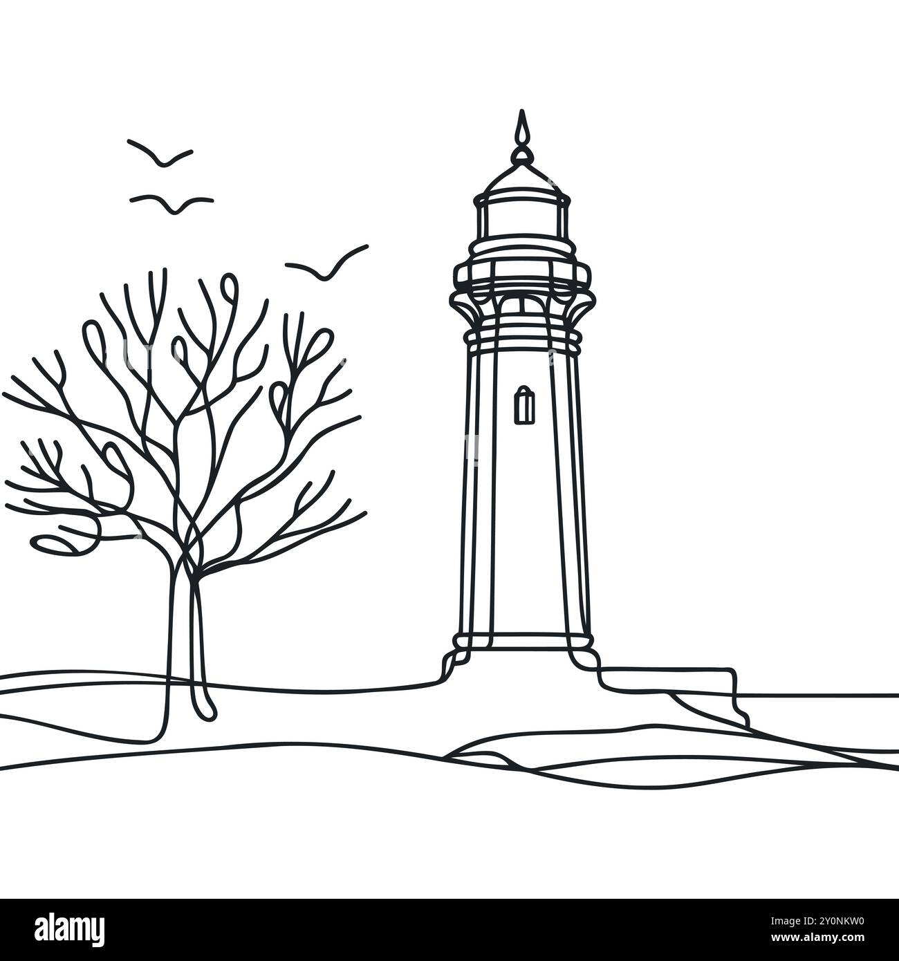 Lighthouse one line drawing hi-res stock photography and images - Alamy