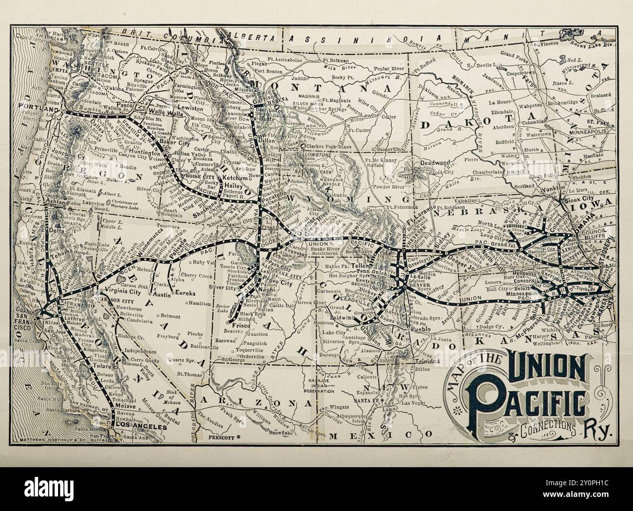 Map Showing The Union Pacific Railway And Branch Lines Map