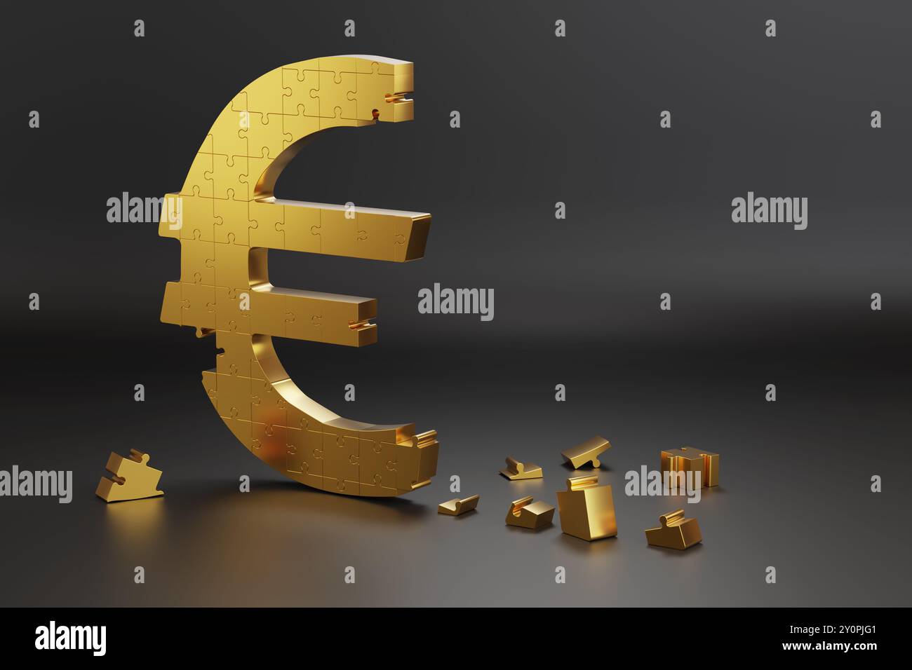 Euro sign shaped puzzle with loose pieces. 3d illustration Stock Photo ...