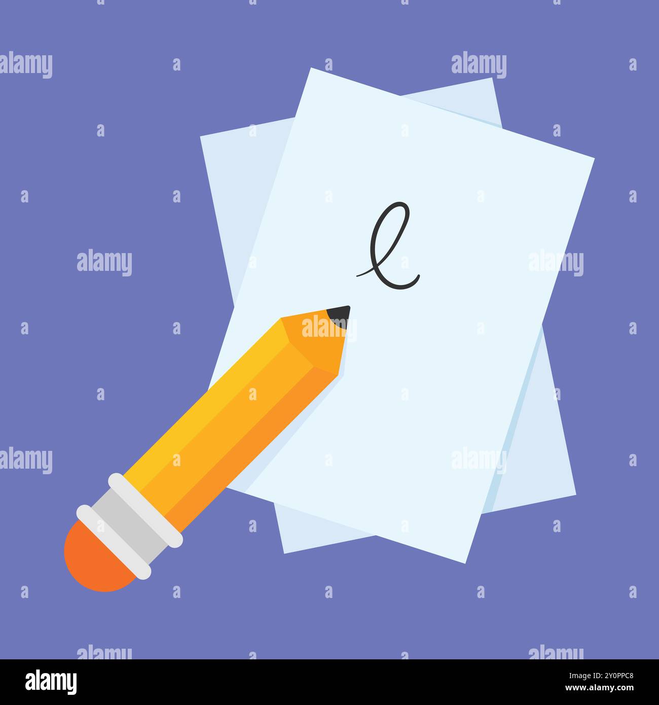 Paper and Pencil vector icon. paper pencil drawing study stationary illustration Stock Vector
