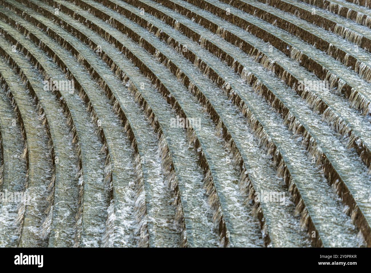 Close up detail with the water fountain stairs at Umekita Plaza, Grand Front Osaka, Japan. Stock Photo