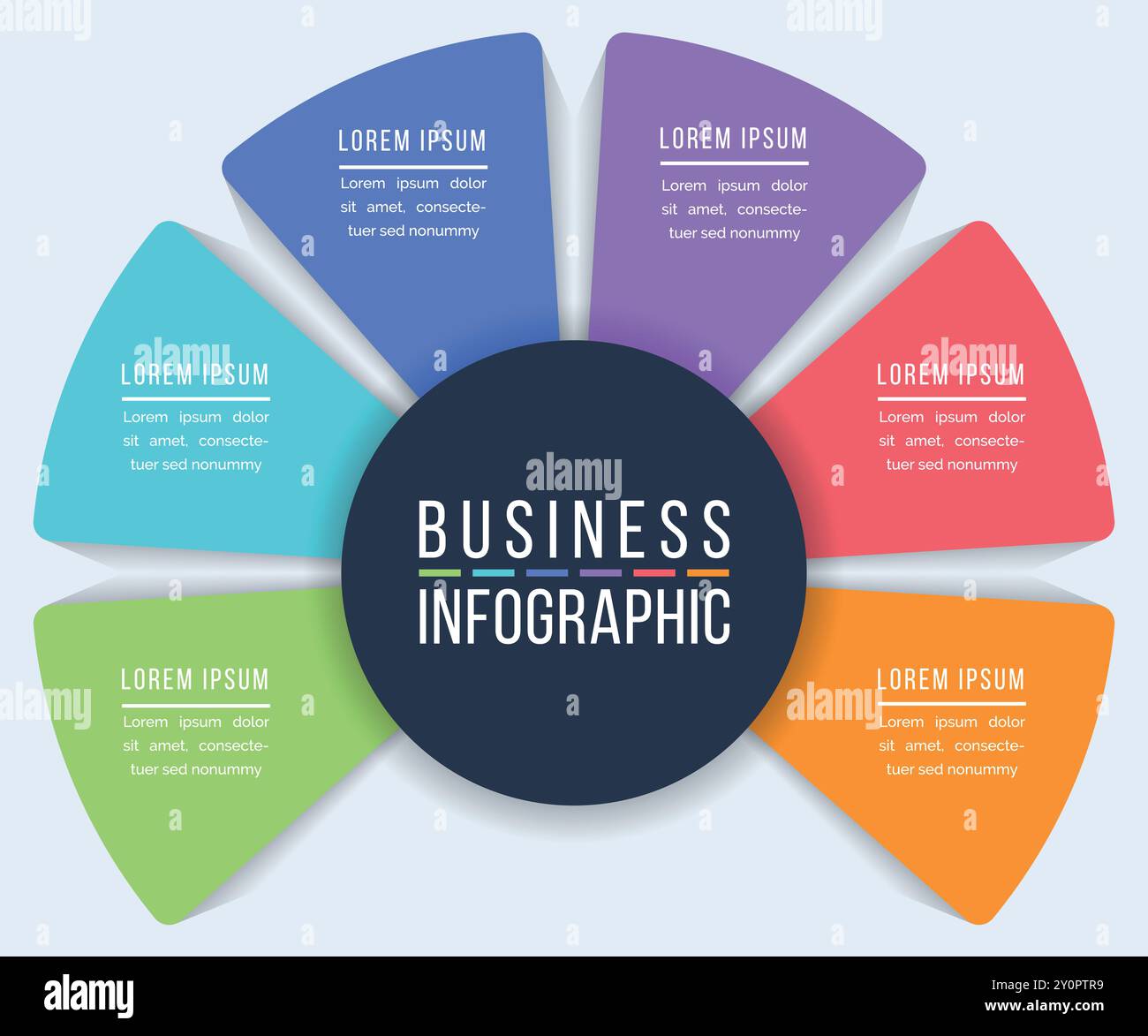 Circle Infographic design 6 steps, objects, elements or options infographic business template Stock Vector