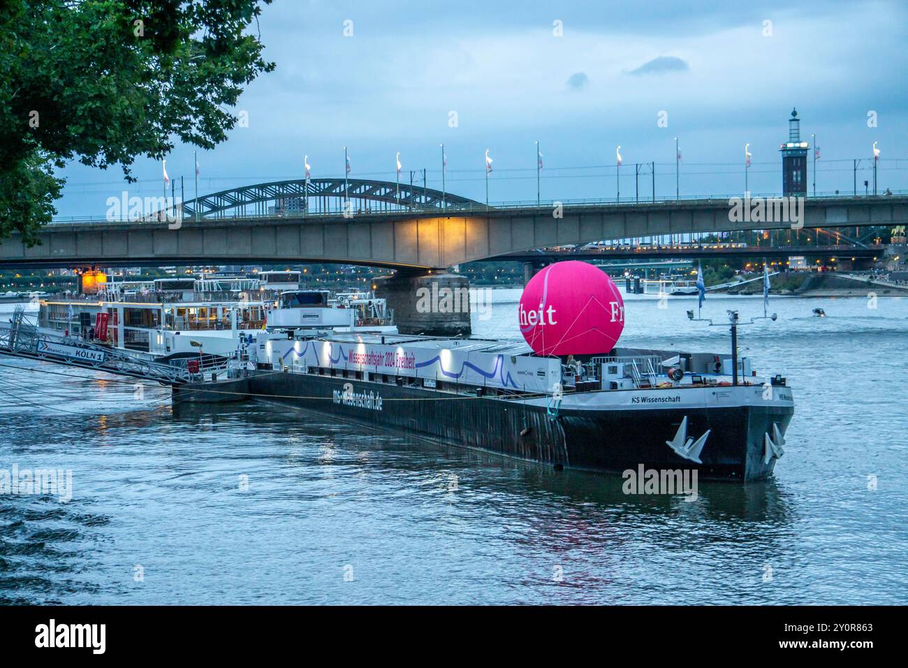 MS Wissenschaft, exhibition and science ship, with changing exhibitions, here at the NRW Day in Cologne, NRW, Germany Stock Photo