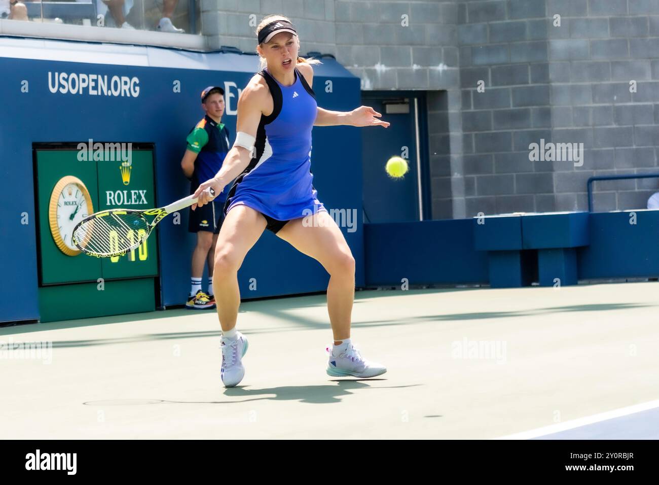 Caroline Wozniacki (DEN) competes in round 1 of the 2024 US Open Tennis
