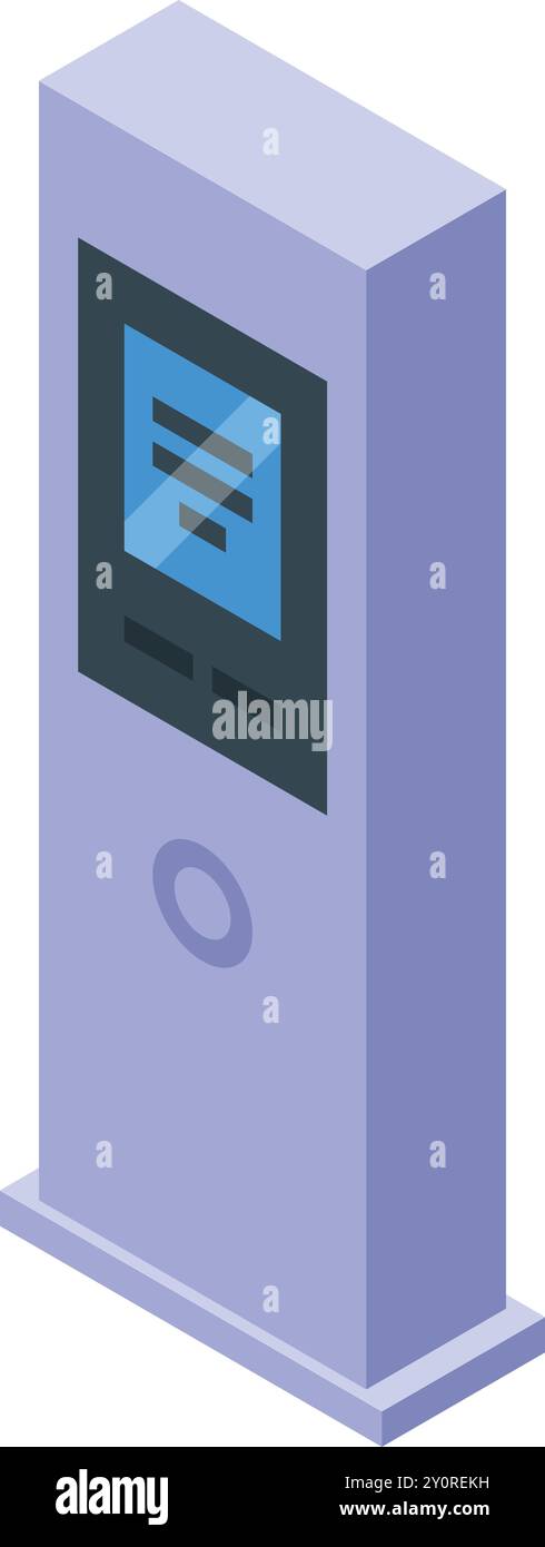 Modern digital interactive information kiosk displaying public information on a large touchscreen Stock Vector