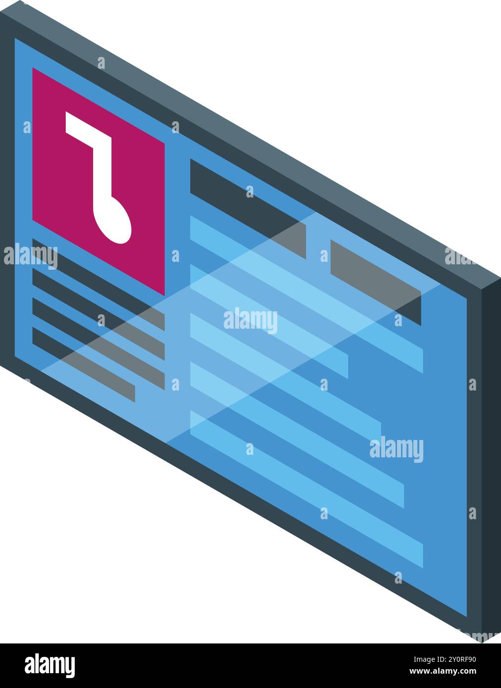 Isometric interactive digital signage kiosk displaying information and ...