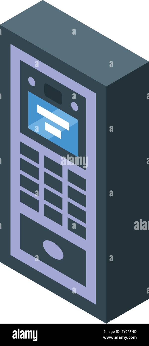 Intercom system with a digital display is showing an incoming call from a visitor Stock Vector