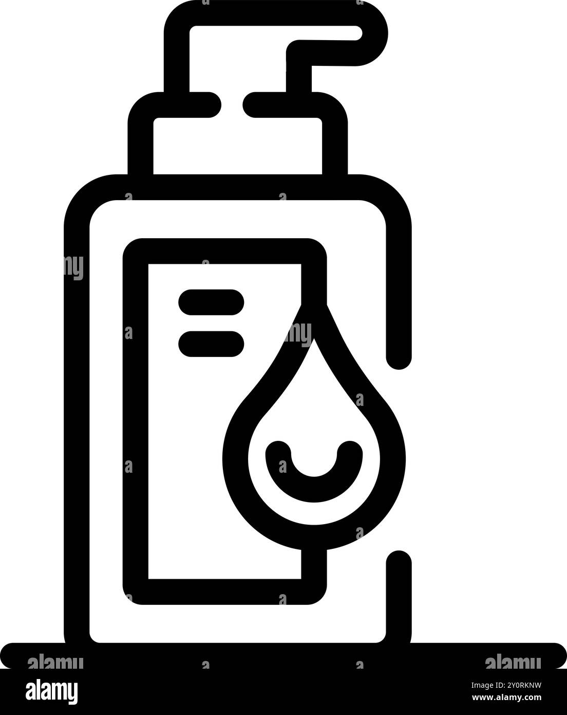 Simple black and white icon of a liquid soap dispenser, promoting ...