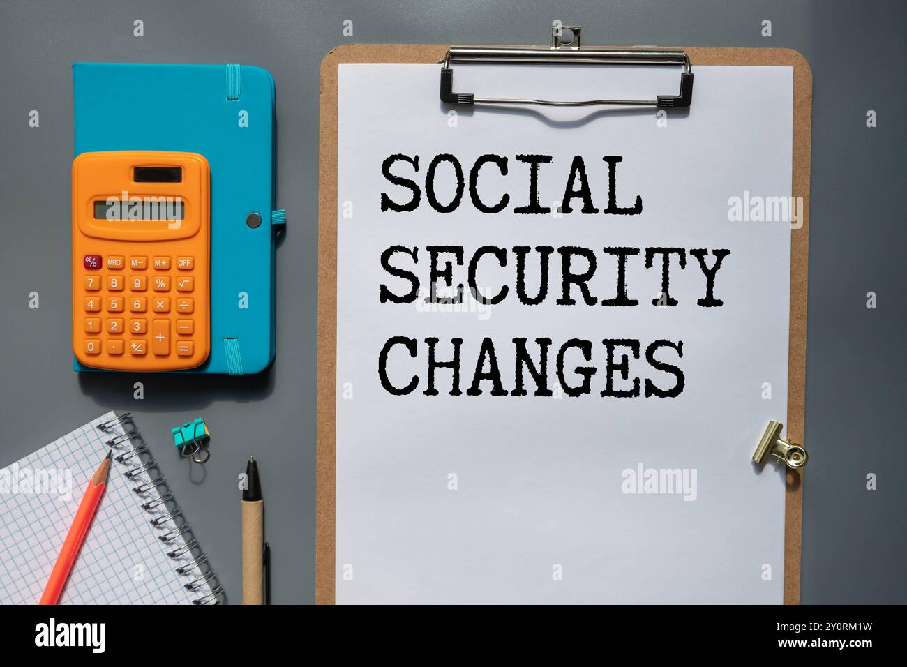 text Social Security Changes on white paper. Stock Photo
