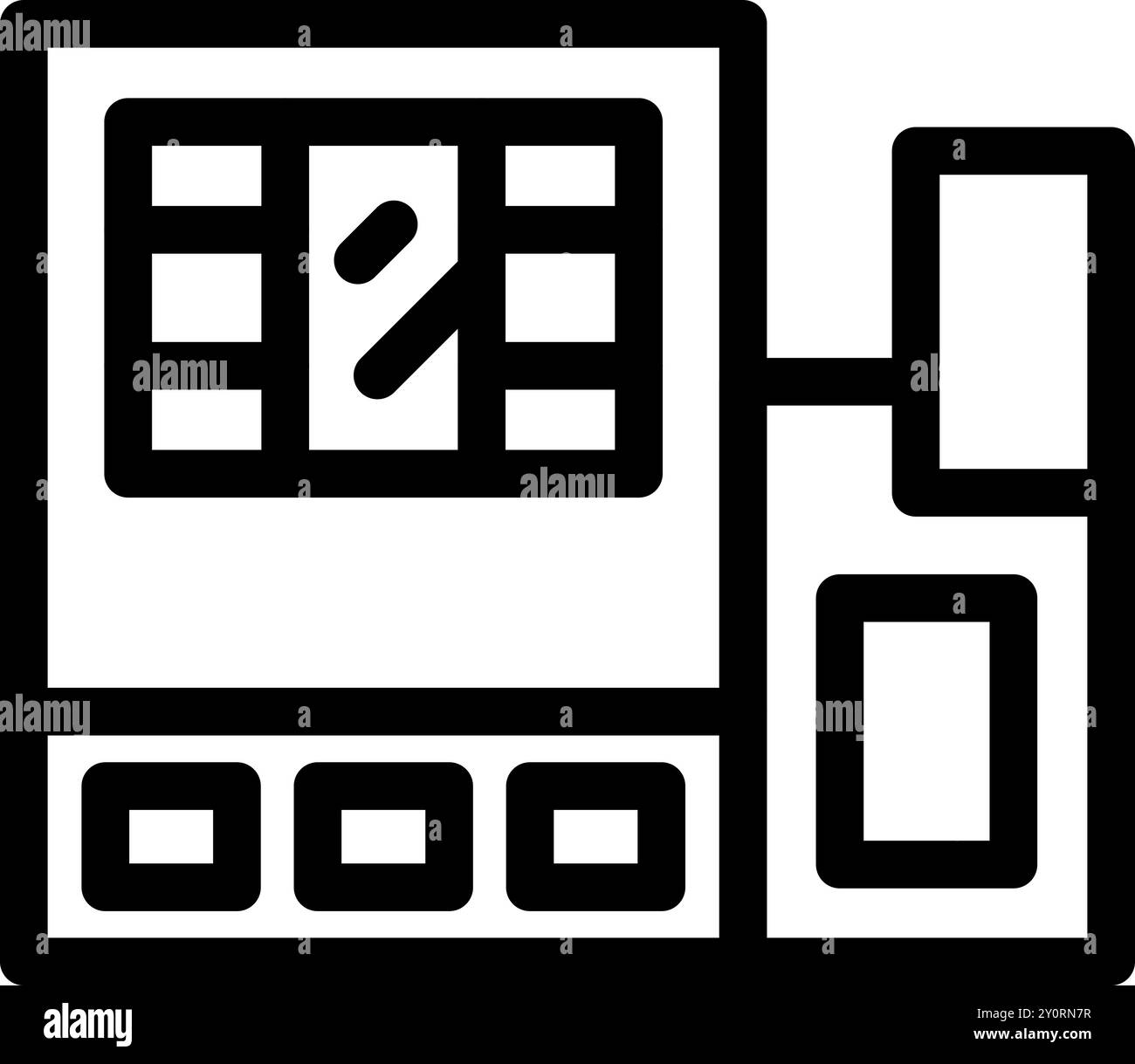Icon of a cnc machine processing metal detail with buttons and screen ...