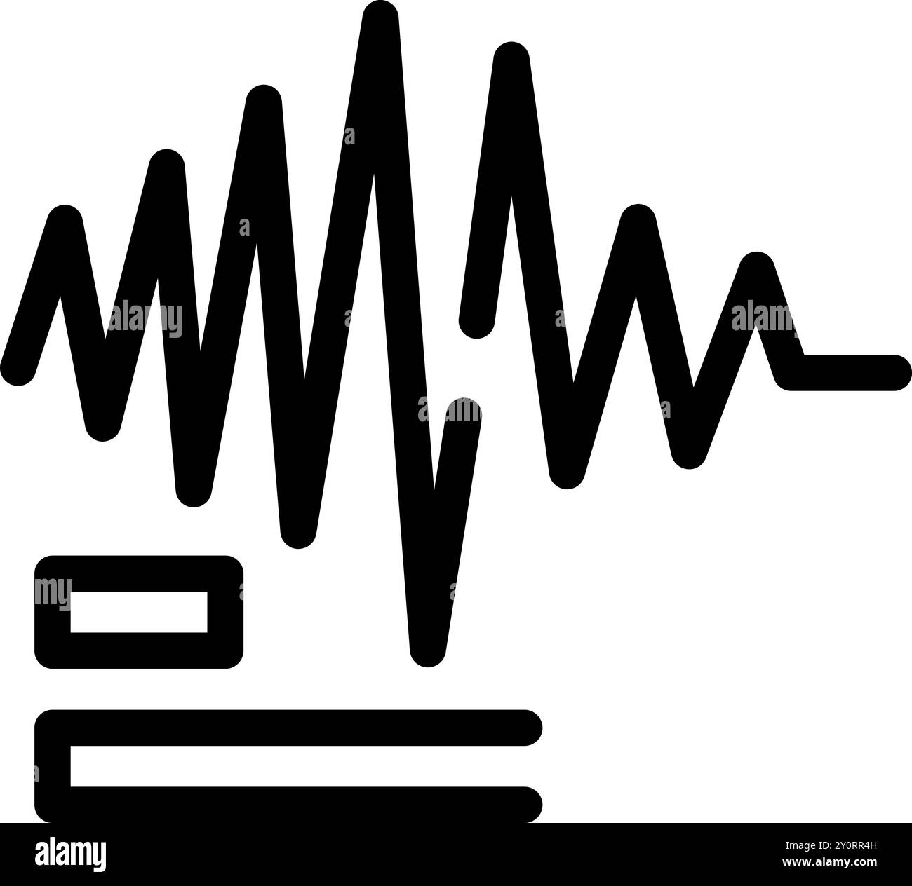 Black icon of an earthquake seismogram with tremors and seismic waves 