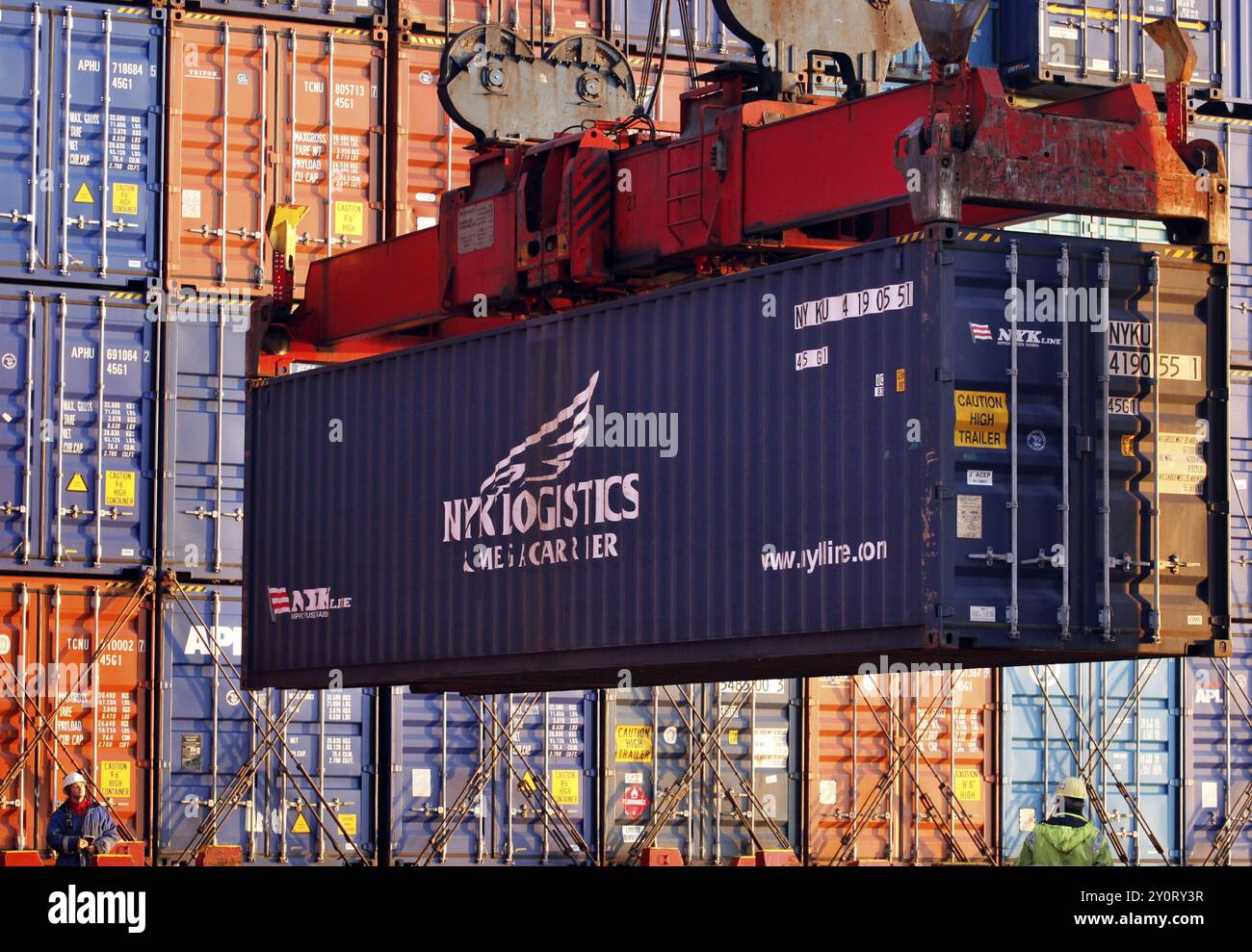 Container pile harbour with person hi-res stock photography and images ...