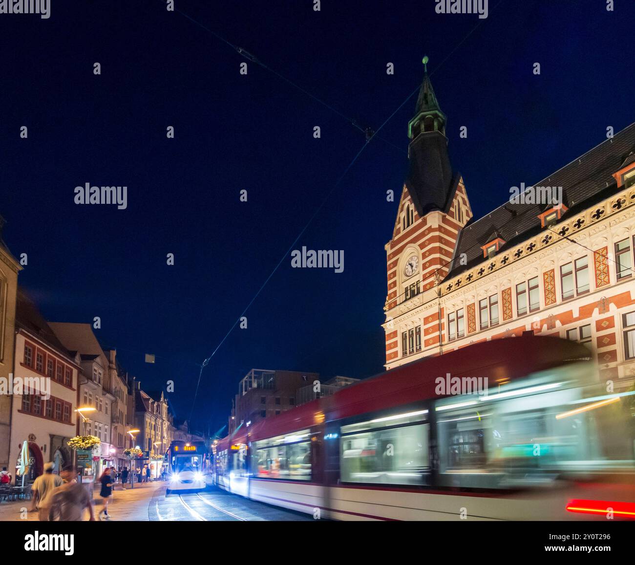 square Anger, post office Hauptpost right, streetcar Erfurt Thüringen, Thuringia Germany Stock Photo