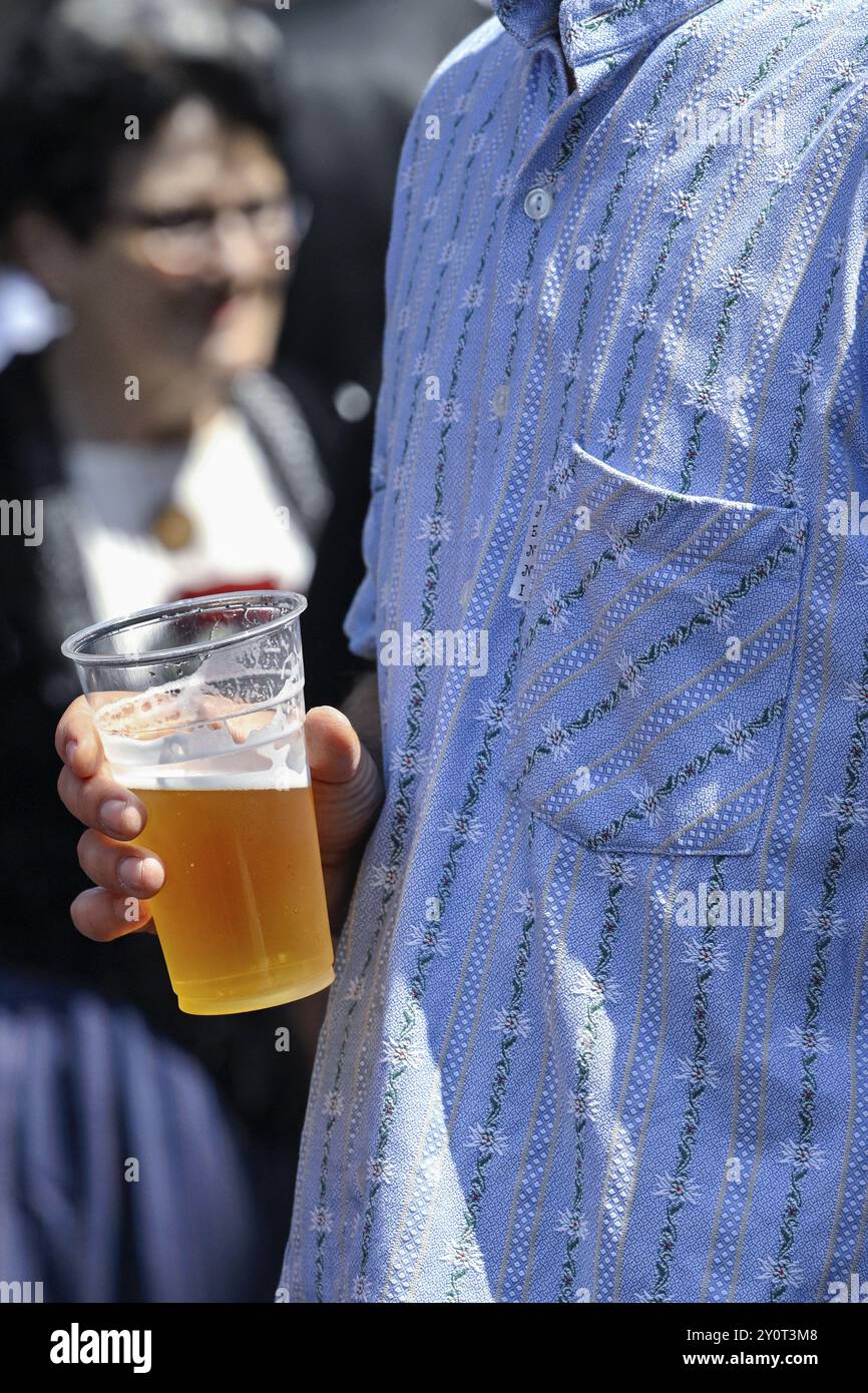 Man with beer cup Stock Photo