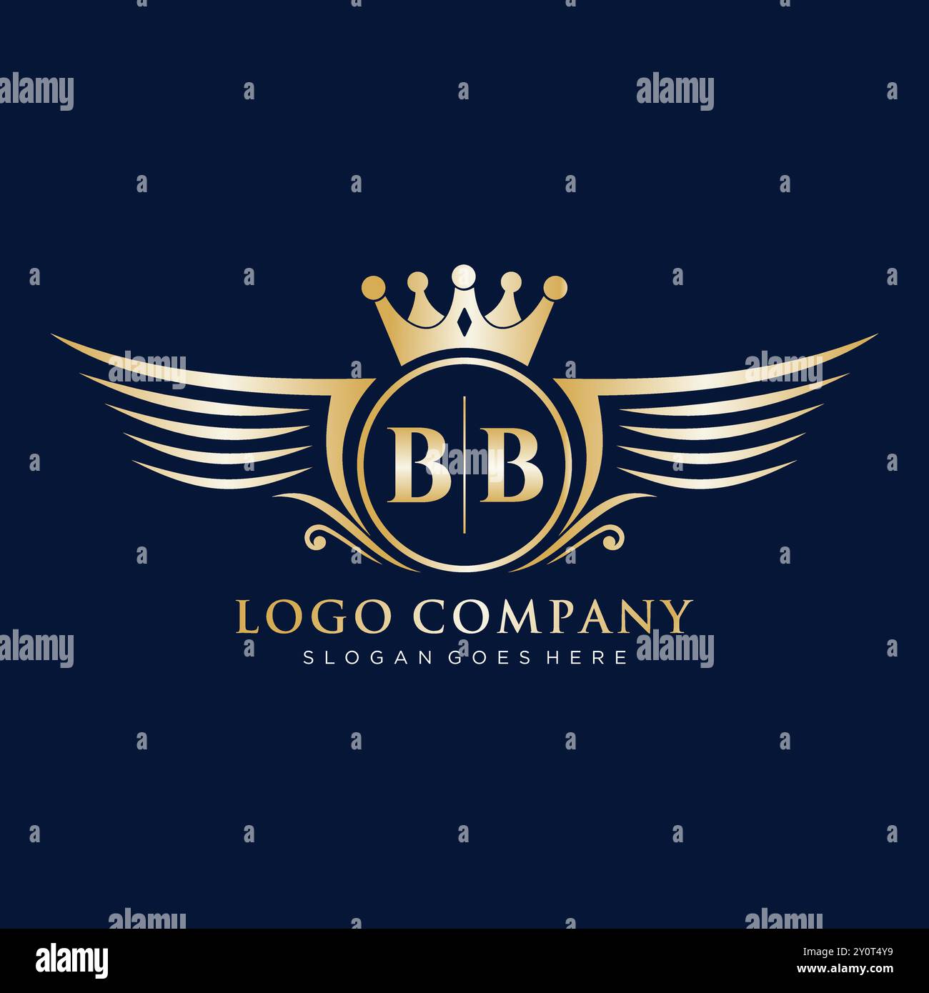 BB Letter Initial with Royal Wing Logo Stock Vector