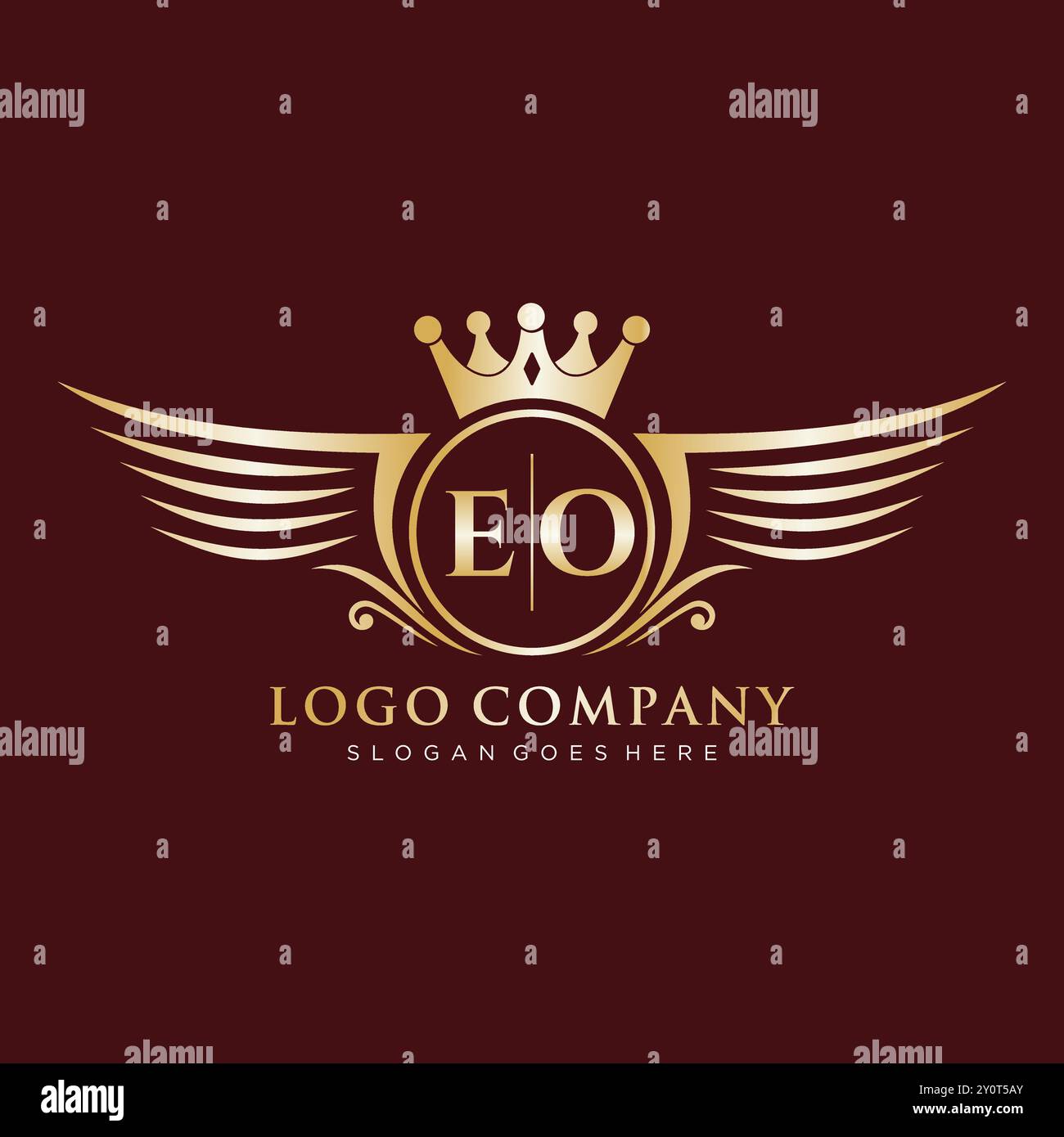 EO Letter Initial with Royal Wing Logo Stock Vector
