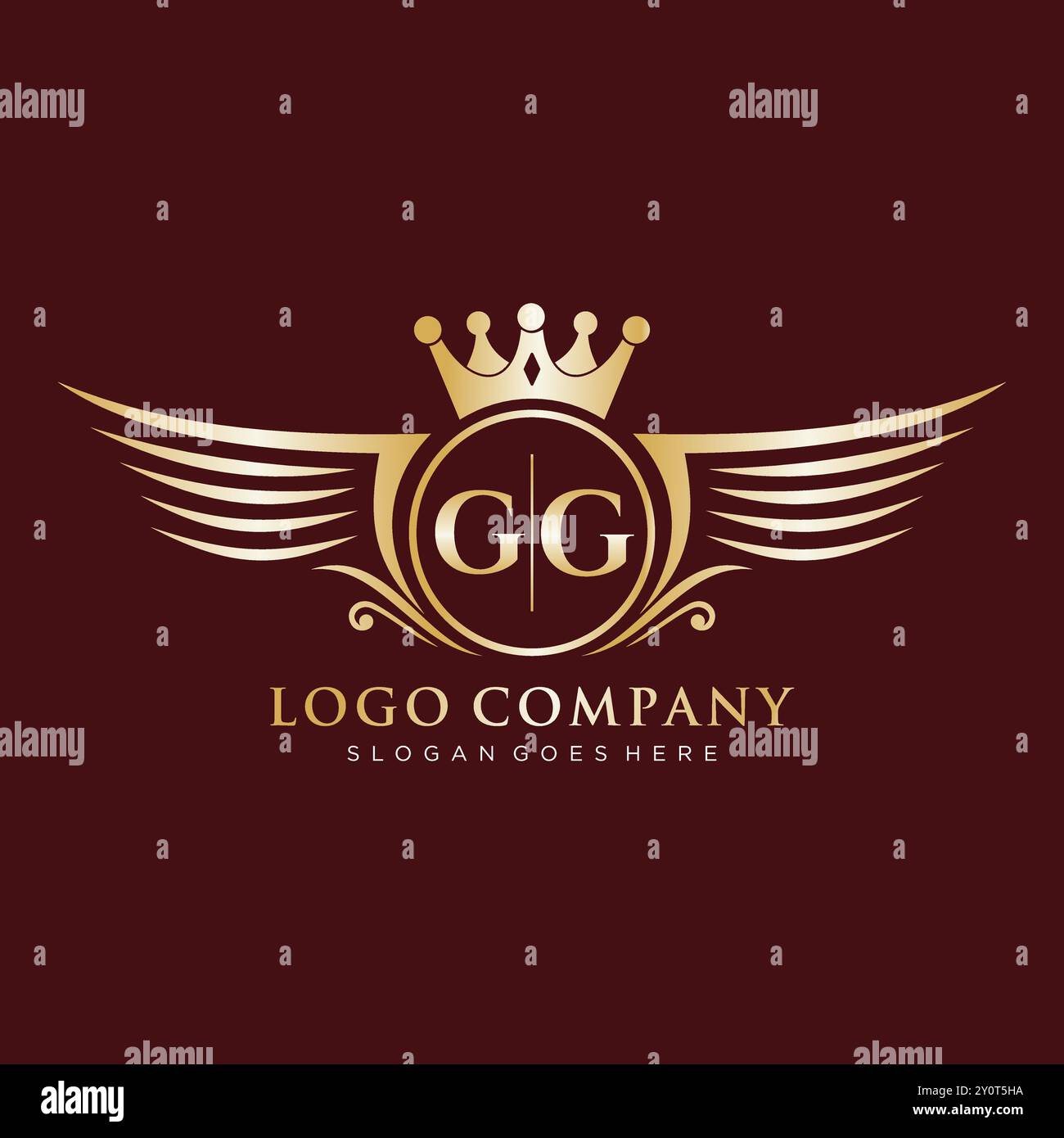 GG Letter Initial with Royal Wing Logo Stock Vector
