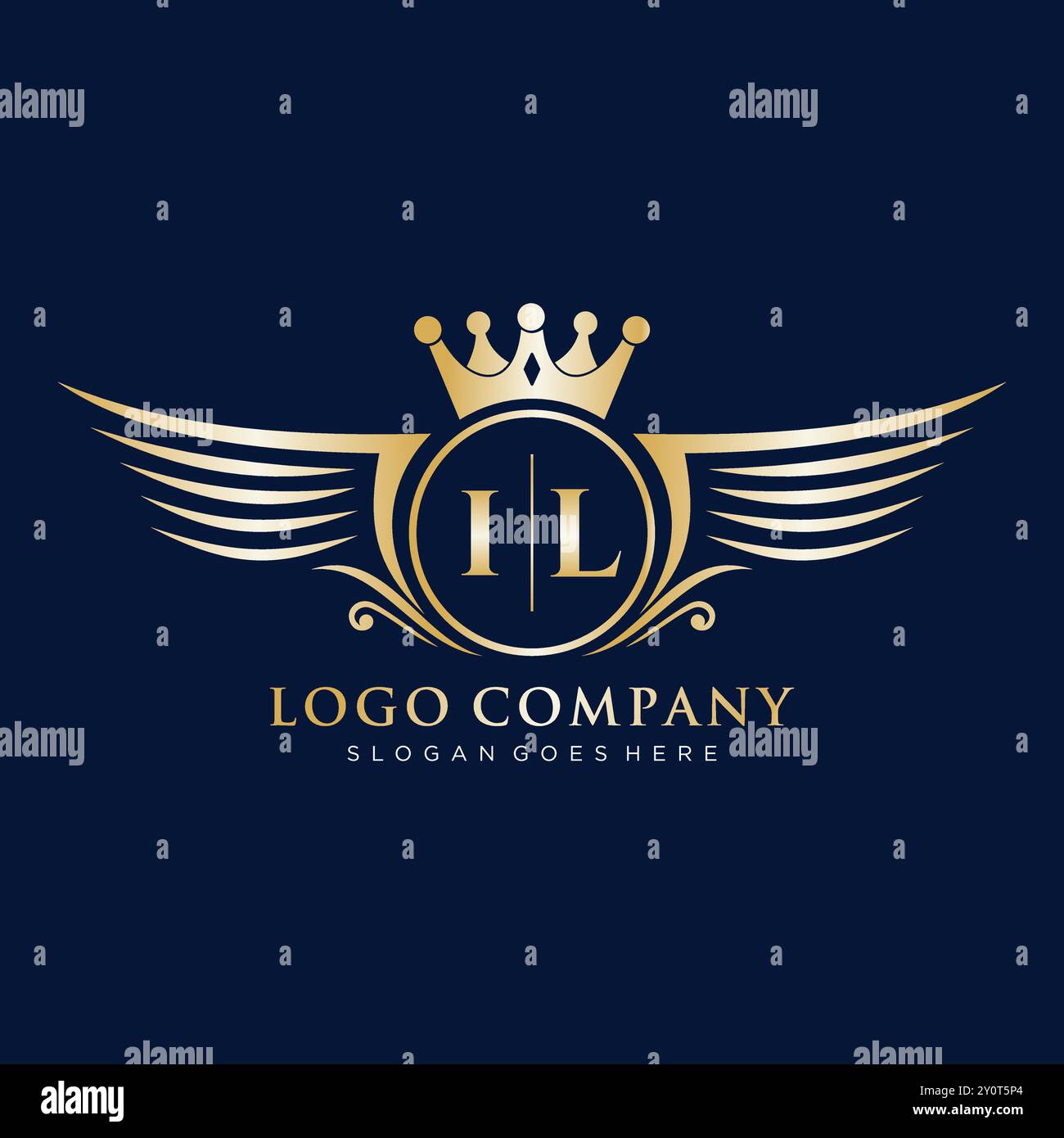 IL Letter Initial with Royal Wing Logo Stock Vector